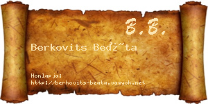 Berkovits Beáta névjegykártya
