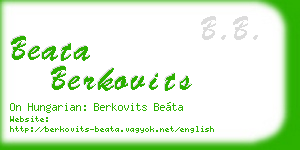 beata berkovits business card